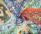 Peach-Teal-Multi Asian Medallion Floral Tile Printed Linen Woven Fabric By the Yard